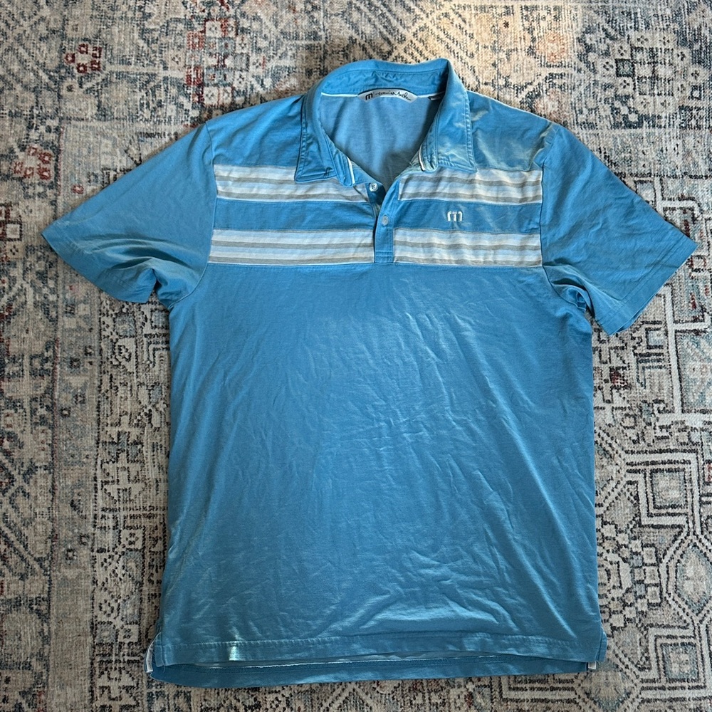 Travis Mathew golf polo Men's Blue Striped Shirt